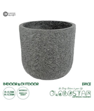 GloboStar® Artificial Garden ERICE 20758 Επιδαπέδιο Πολυεστερικό Τσιμεντένιο Κασπώ Γλάστρα - Flower Pot Γκρι Φ31 x Υ28cm